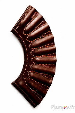 Supporto per ventaglio in pelle cucita - 10 alloggiamenti - cioccolato